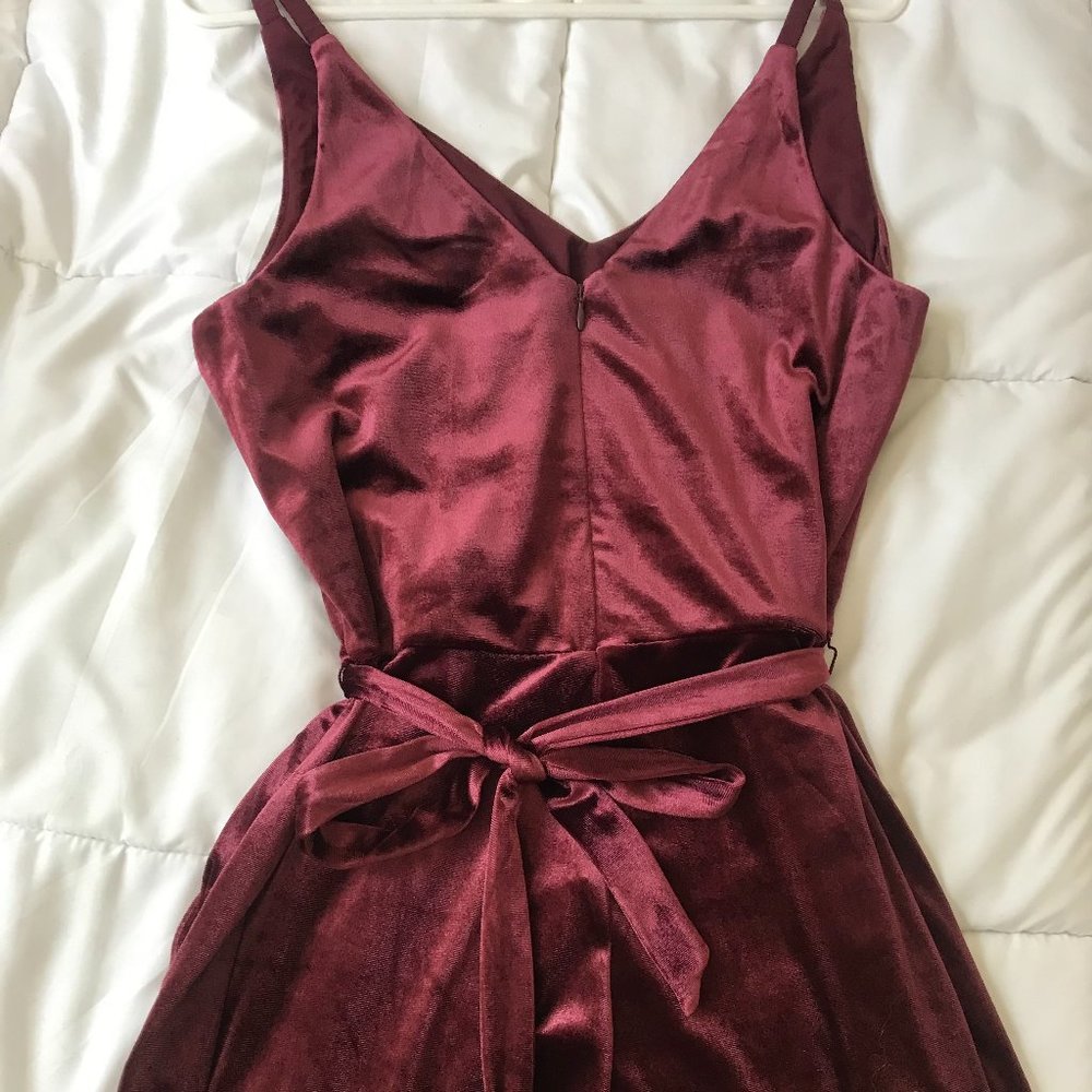 Banana Republic Berry Red Velvet Jumpsuit